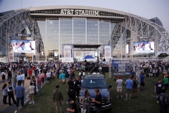 Cowboys fans gather at the Miller Lite Plaza to watch NFL Draft Pick during the Cowboys draft party at AT&T Stadium in Arlington, TX on April 30, 2015. (Kye R. Lee/The Dallas Morning News)