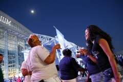 Jennifer Watkins, left, and Amber Tate, right, both from Fort Worth enjoy their time together during the Cowboys draft party at AT&T Stadium in Arlington, TX on April 30, 2015. (Kye R. Lee/The Dallas Morning News)