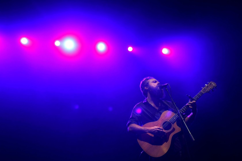 Iron &amp; Wine (Samuel Beam) sings during the Summer Cut music festival at Gexa Energy Pavilion in Dallas August 15, 2014. (Kye R. Lee/The Dallas Morning News)