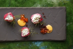Beet-cured sturgeon at the Mansion Restaurant on September 11, 2013.  (Kye R. Lee/The Dallas Morning News)