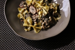 Farfalle pasta with braised quail, purgatorio beans and sweet potato greens at the Nonna in Dallas, TX. Photographed on October 24, 2014. (Kye R. Lee/The Dallas Morning News)