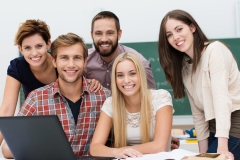 Friendly smiling group of students