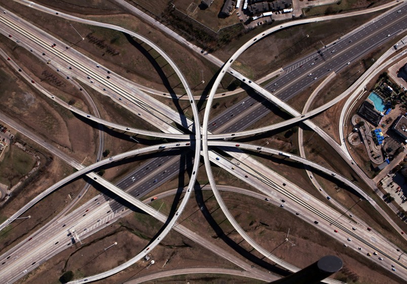 12/26/2009  -- 20000462A  --  Aerial photo of the intersection of Interstate Highway 635 and Interstate Highway 30 on Saturday, December 26, 2009. ( Kye R. Lee / The Dallas Morning News )