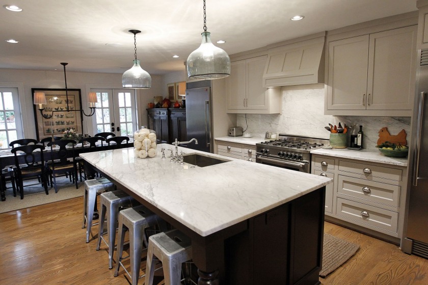 A view of kitchen with marble-top island at Mike Munsterman's house at Oak Cliff neighborhood in Dallas, TX on October 9, 2014. (Kye R. Lee/The Dallas Morning News)