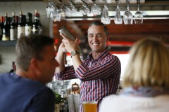 Kyle Hilla, a bar manager at Bolsa restaurant in Dallas, mixes a cocktail on May 13, 2015.  (Kye R. Lee/The Dallas Morning News)